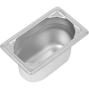 Vogue DW454 304 roestvrij staal Heavy Duty 1/9 Gastronorm Pan, 890ml capaciteit, 100mm x 108mm x 176mm, zilver