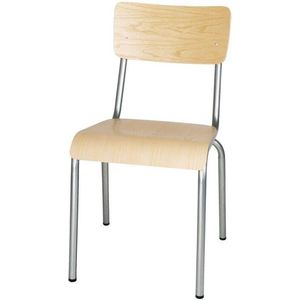 Bolero Cantina stoelen in gegalvaniseerd staal met houten zitting en rugleuning (4 stuks) - FB946