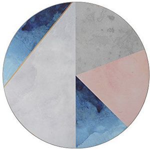 Creative Tops 'Geometrisch Palette' bedrukte ronde placemats met kurk, 29 cm - blauw/grijs (Set van 4)