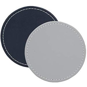 Creative Tops Onderzetters, vierkant, rond, kunstleer, grijs/zwart, 10 cm, set van 4