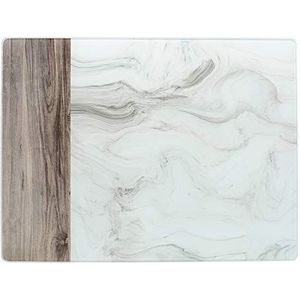 Creative Tops C000321 Premium glasbescherming/werkbladbescherming met wit marmer en houten design, wit