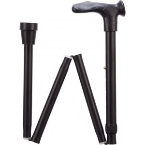 Opvouwbare wandelstok comfortgrip - zwart links