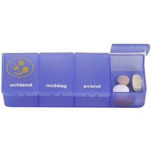 Pillendoos - Blauw - 4 Vaks - 1 Stuk