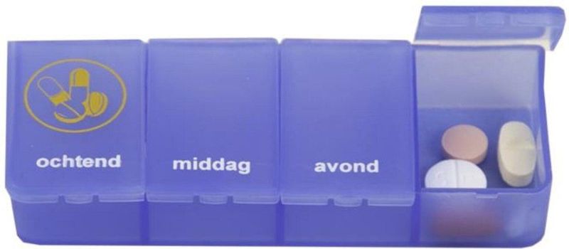 Pillendoos - Blauw - 4 Vaks - 1 Stuk
