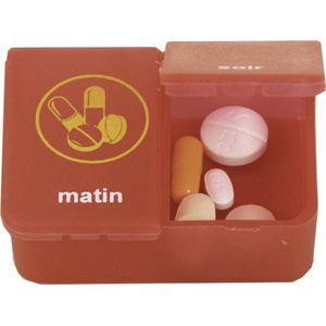 Pillendoos 1 Dag - 2 Vaks - Transparant - Rood - Duurzaam Materiaal