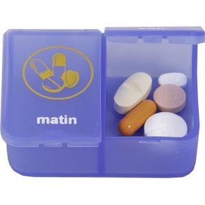 Pillendoos - 1 Dag - 2 Vaks - Transparant Blauw - FR