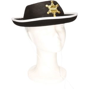 Zwarte verkleed sheriff cowboy hoed voor kinderen - Verkleedkleding accessoires