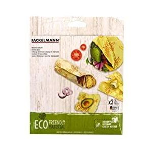 Fackelmann 682980 milieuvriendelijke en herbruikbare levensmiddelverpakking, Bee Wraps, bijenwasdeksel, 3 maten, bijenwas, 3 formaten