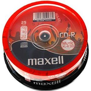 25 Maxell CD-R 700MB muziek XL-II 80 in Cake Box bijzonder geschikt voor muziek 80 MU blanco, 628523.59.GB