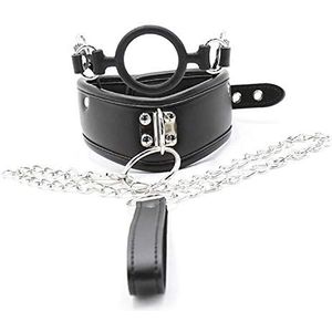 Bondage Masters fetish & neck halsband met o-ring gag en riem
