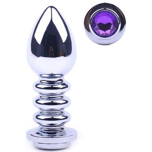 BeHorny Large 11 cms Plug Anal en Acier avec Bijou Strass Violette