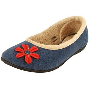 Padders Happy Wide Fitting Womens Slippers, Blauw, 4 UK Wide