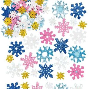 Sneeuwvlok glitter stickers van foam (Verpakking met 120 stuks) Kerst Ambachtelijke Benodigdheden