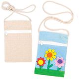 Baker Ross Kleine schoudertassen van stof - katoen - voor kinderen om te beschilderen - stoffen tas als cadeau-idee - 5 stuks, 18cm x 12cm, calico
