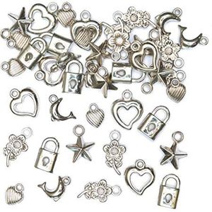 Baker Ross EF887 zilverkleurige sieradenhanger voor kinderen om te knutselen leuke accessoires (90 stuks)