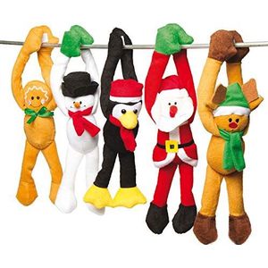 Baker Ross AC174 Kerstmis hangende knuffeldieren voor kinderen als kleine verrassing in Sinterklaarzen of als prijs bij feestspelen (5 stuks), gesorteerd
