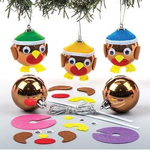 Baker Ross AV479 Kerstballenset voor kinderen, om te versieren en te personaliseren voor Kerstmis, creatief kerstspeelgoed voor kinderen, 6 stuks, Meerkleurig