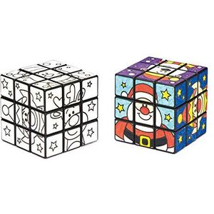 Baker Ross Festive Friends puzzel kubus om te beschilderen, ideaal voor Kerstmis, kinderkunst, knutselen en decoreren voor jongens en meisjes (2 stuks)