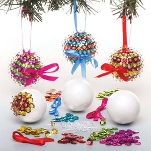 Kerstbal paillettensets van piepschuim (3 stuks) Kerst Knutsel Activiteiten