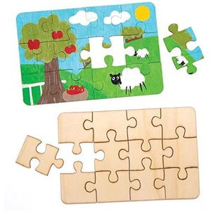 Baker Ross AW602 Puzzels van hout (8 stuks) – blanco puzzelstukjes voor kinderen om te versieren.