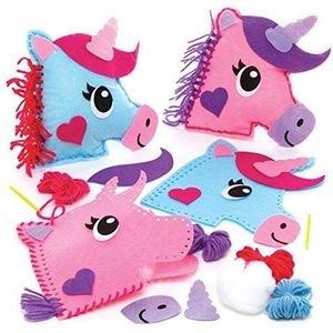 Baker Ross AW623 Kussen-naaiset ""Einhorn"" (2 stuks) – knutselsets van vilt voor kinderen om te naaien en te decoreren,gesorteerd