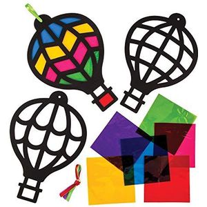 Inkleurbare luchtballon \\"glas in lood\\" decoratie hangers (Pak van 6) Knutselset