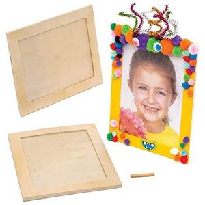 Baker Ross Grote houten fotolijst (4 stuks) – voor kinderen om te knutselen, vormgeven en cadeau te geven