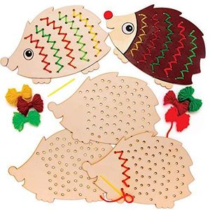 Baker Ross Houten egels weven kits (4 stuks) – knutselen voor kinderen