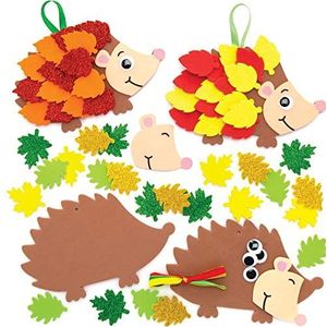 Baker Ross AW937 knutselset voor decoratieve hangers egel (5 stuks) kinderen kunst en knutselhandwerk voor herfst en winter, gesorteerd