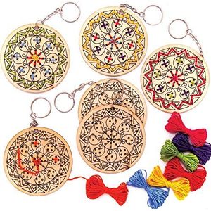 Rangoli Houten Sleutelhanger Borduursets  (5 stuks) Naai Sets