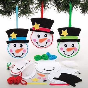 Baker Ross Naaiset, sneeuwpop (3 stuks) - creatieve kerstdecoratie voor kinderen