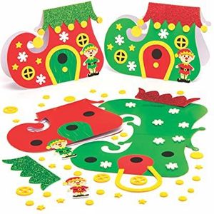 Baker Ross AT323 kerstkaart met kerstkaboutermotief, 6 stuks, kerstkaarten voor kinderen, ideaal voor kerstdecoraties om met kinderen te maken