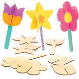 Baker Ross 3D-bloemendecoratie van hout - knutselset voor kinderen (8 stuks)