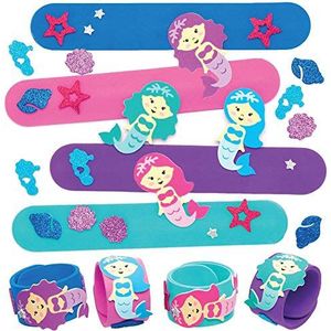 Baker Ross - Zeemeermin Klap Armbanden Kits - 4 Stuks - Thema Knutselen Voor Kinderen