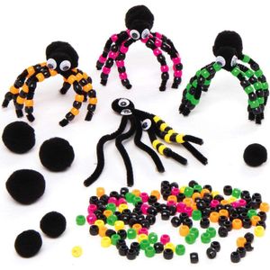 Baker Ross AX290 Spin Kralen Knutsel Set - Pakket Van 4, Halloween Versieringen, Pipe Schoonmaker Knutsel Set Voor Spookachtige Activiteiten Voor Kinderen