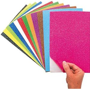 Baker Ross AX297 Kerstmis Zelfklevend Glitter Foam Vellen - Pack Van 12, Zelfklevende Creatieve Kunstbenodigdheden Voor Kinderen, Seizoensgebonden Ambachten En Decoraties