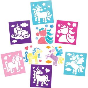 Baker Ross - AX359 - Wasbare Eenhoorn-Sjablonen - 8 Stuks - Schilderbenodigdheden