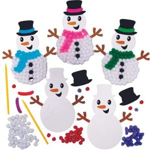 Sneeuwpop Pom Pom Kunst Knutsel Sets (Pak van 5) Kerst Knutsel Activiteiten