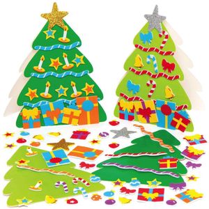 Kerstboom Mix & Match Kaarten  (Pak van 6) Kerst Knutsel Activiteiten