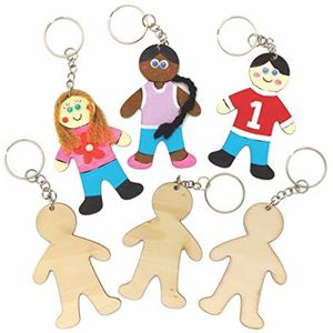 Persoon Sleutelhangers van Hout  (10 stuks) DIY knutselen