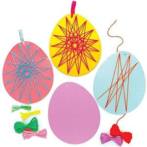 Baker Ross AX781 Paasei-sets om te weven, 8 stuks, knutselen voor kinderen, naaien voor beginners