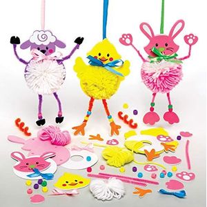 Baker Ross AX808 Paas Pom Pom Sets - Pakket Van 3, Paas Knutsels Voor Kinderen, Creatieve Paas Kunst En Knutselspullen Voor Kinderen Om Te Maken En Te Versieren