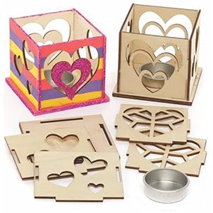 Baker Ross AX817 hartvormige kaarsenhouderset, 3 stuks, klaar om houten handwerk te schilderen, kinderen kunnen versieren en tentoonstellen