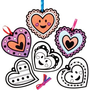 Inkleurbare Hart Decoraties met Fluweel  (Pak van 15) Knutselset