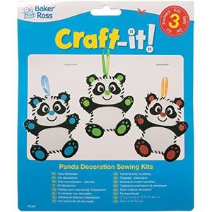 Baker Ross FE341 Panda Decoratie Naai Sets - Pakket van 3, Naai set voor Kinderen, Creatieve Activiteiten voor Kinderen, Ideaal Knutselproject