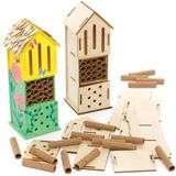 Baker Ross FE508 Houten Insecten Hotel Sets - 2 Stuks, Activiteiten met Hout om te Verven en Versieren voor Kinderen, Knutsel of Tuinprojecten