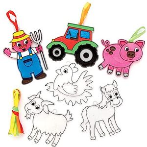 Baker Ross FE538 Boerderij Zonnevanger Decoraties - pakket van 10, Glas in Lood Effect voor Kinderen om te Versieren en Tentoon te Stellen voor Knutselactiviteiten.