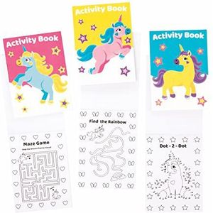 Baker Ross FE542 Eenhoorn Mini Activiteitenboekjes (12 stuks). Inclusief puzzels, stickers, van punt naar punt en kleurplaten voor kinderen