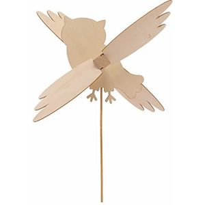 Baker Ross FE647 Windmolen voor kinderen, van hout, in de vorm van een uil, 3 stuks