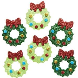 Kerstmis krans Glitter Stickers van Foam (Pak van 100) Kerst Ambachtelijke Benodigdheden